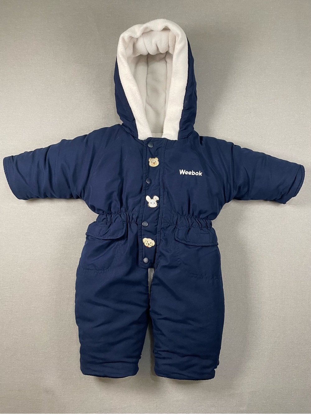 Reebok Weebok Vintage Navy Cream Reversible Snowsuit Bunting 90’s Rare
